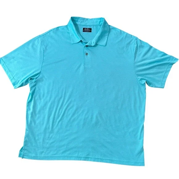Ben Hogan Performance Polo Shirt Men's 2XL Aqua Blue Stripe Golf Casual Golfcore - Picture 2 of 5
